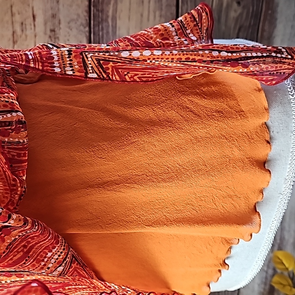 IDEOLOGY ETC. ORANGE AND RED 100% SILK V NECK TANK TOP - Picture 10 of 12